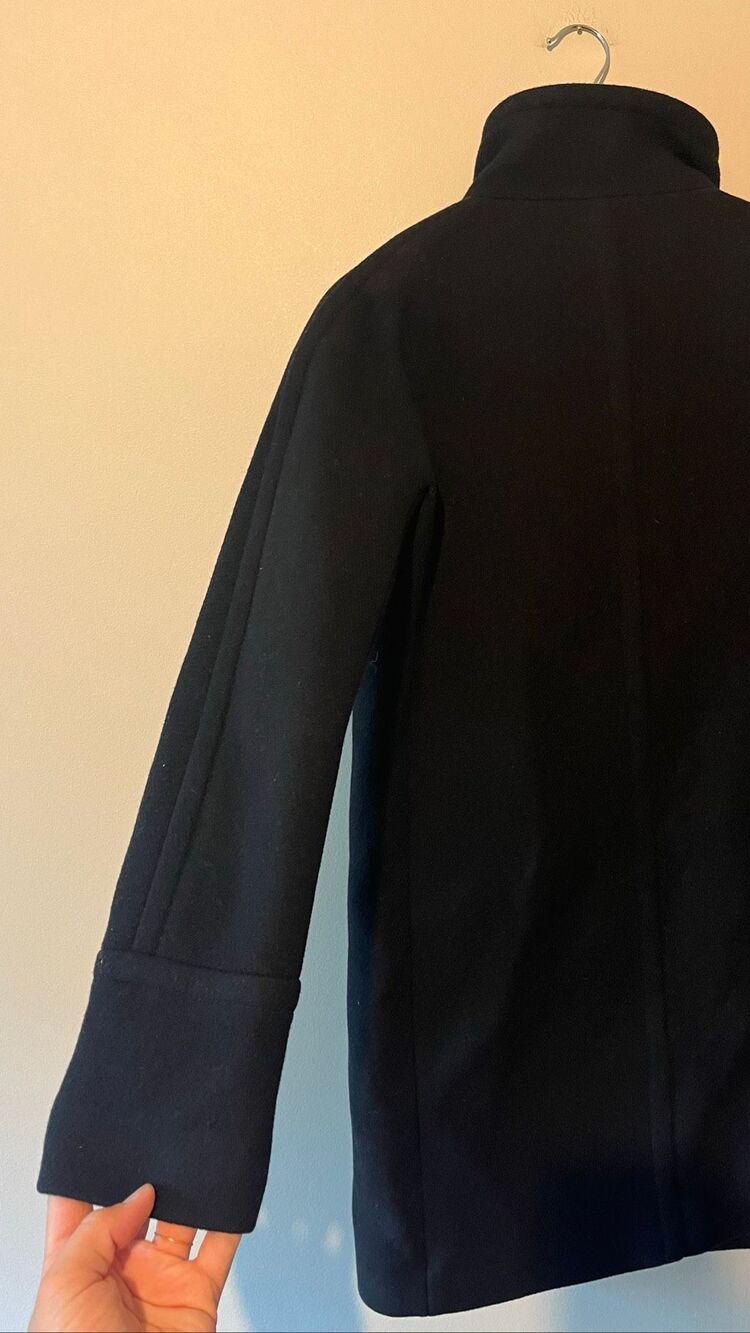 J.Crew Stadium Cloth Black Wool Blend Stand Collar Zip Coat Jacket Size 00 - Picture 5 of 10
